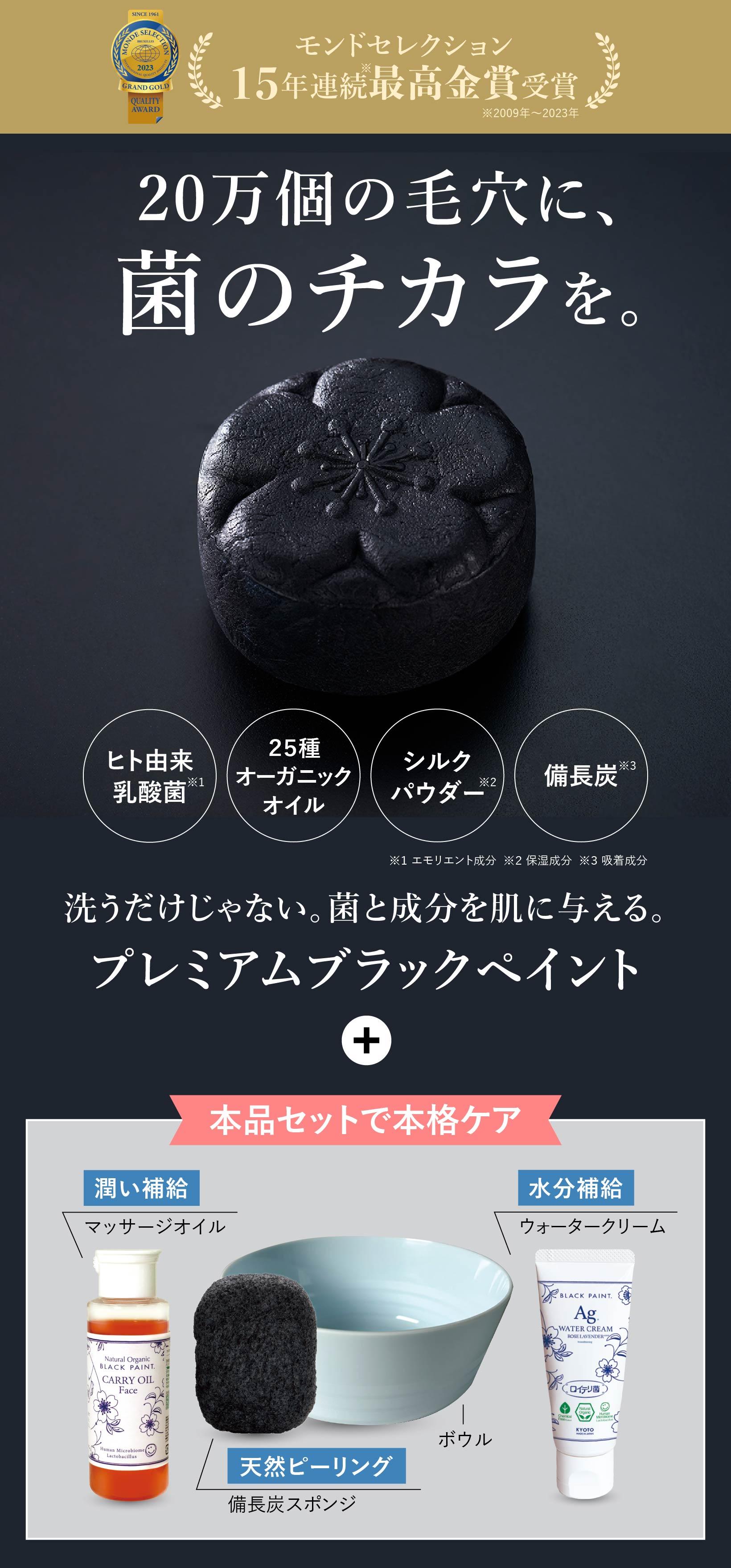 20万個の毛穴に、菌のチカラを。洗うだけじゃない。菌とともに、肌を育てる。プレミアムブラックペイント