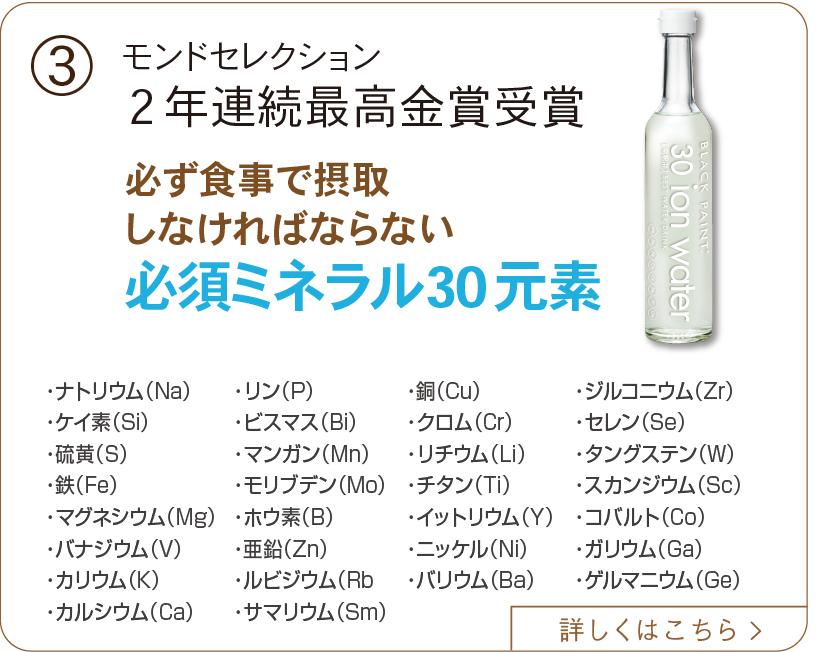 必須ミネラル30元素ionwater